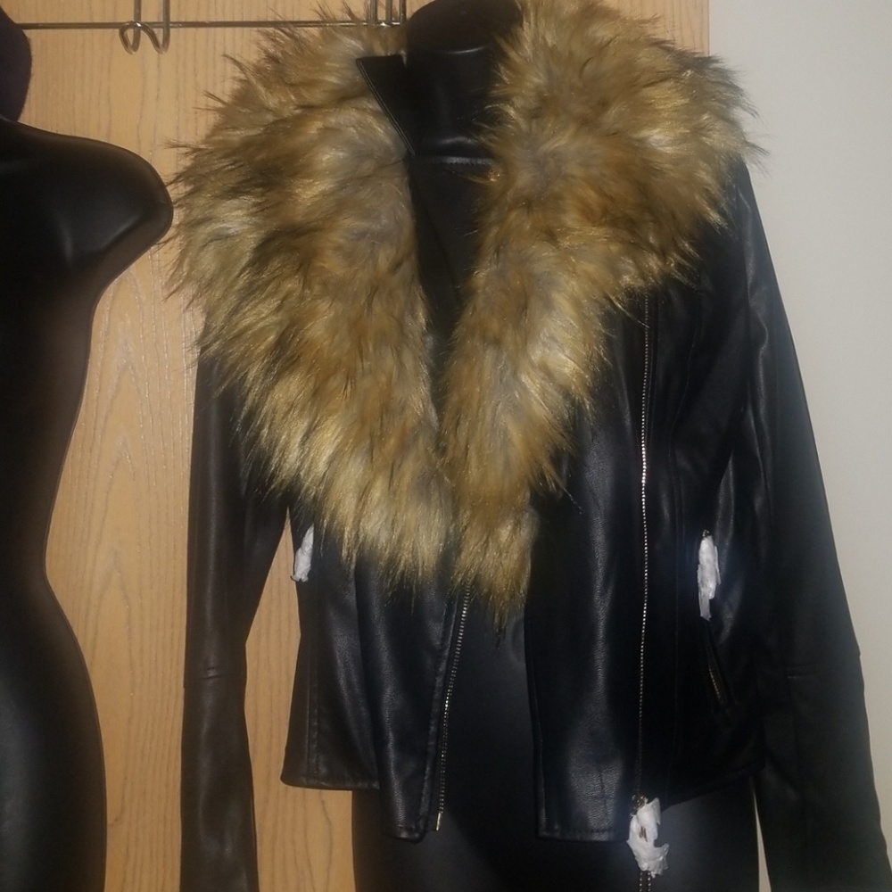 NEW faux leather n fur jacket